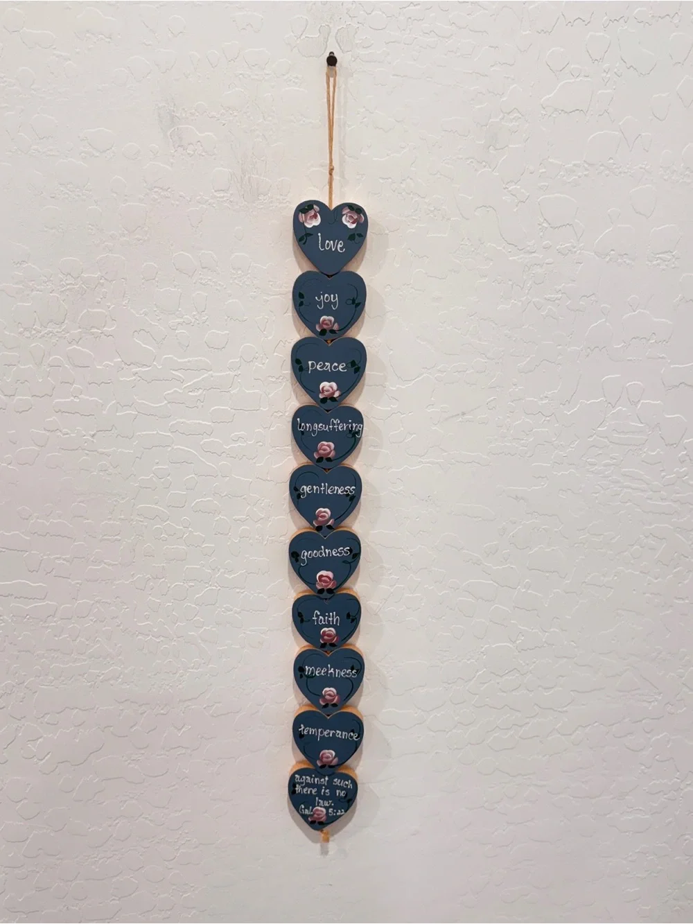 Vintage Wooden Painted Hanging Hearts The Fruits Of The Spirit Christian Grandma